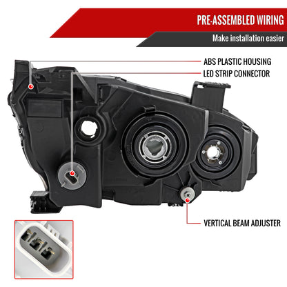 2016-2021 Honda Civic LED Strip Factory Style Projector Headlights (Matte Black Housing/Clear Lens)