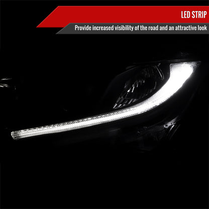 2016-2021 Honda Civic LED Strip Factory Style Projector Headlights (Matte Black Housing/Smoked Lens)