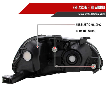 1996-1998 Honda Civic Crystal Headlights (Chrome Housing/Clear Lens)