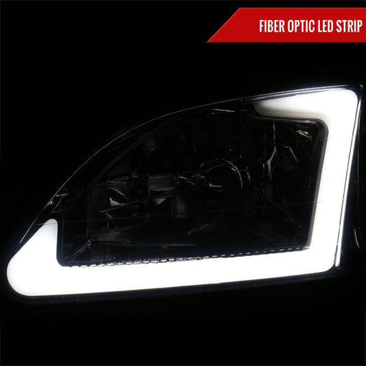 1996-1998 Honda Civic Coupe/Sedan LED Bar Factory Style Headlights (Chrome Housing/Smoked Lens)