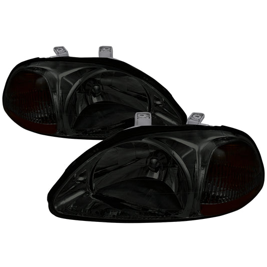 1996-1998 Honda Civic Crystal Headlights (Chrome Housing/Smoked Lens)