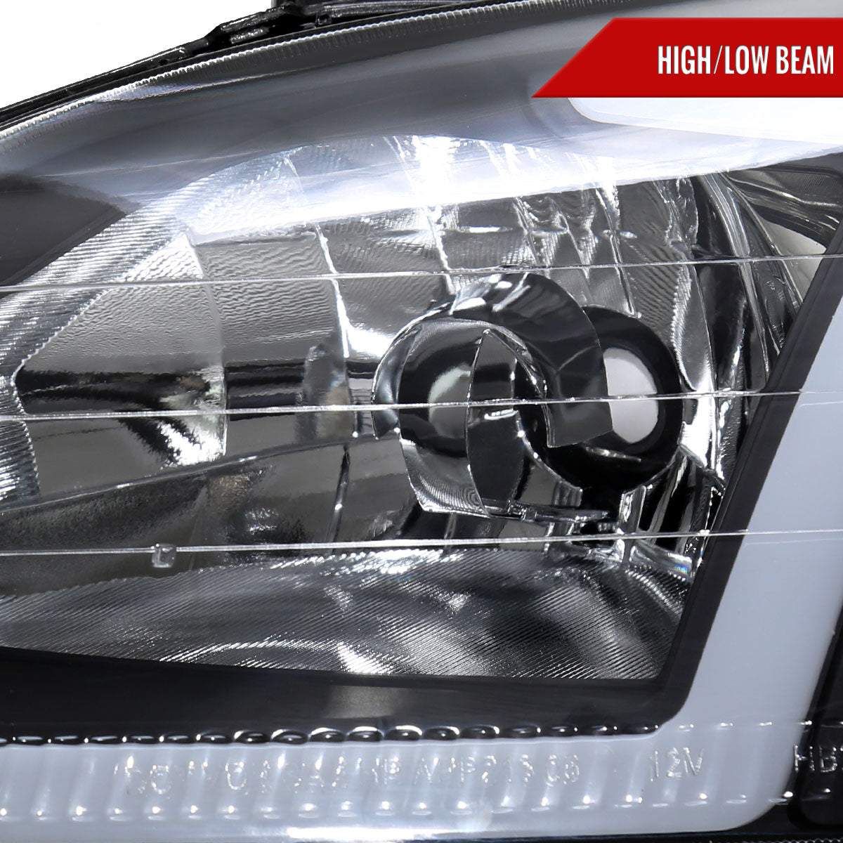 1996-1998 Honda Civic Coupe/Sedan LED Bar Factory Style Headlights (Matte Black Housing/Clear Lens)