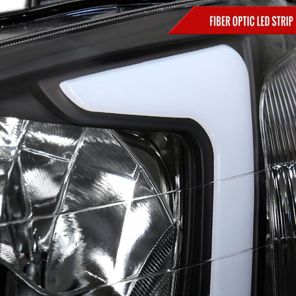 1996-1998 Honda Civic Coupe/Sedan LED Bar Factory Style Headlights (Matte Black Housing/Clear Lens)