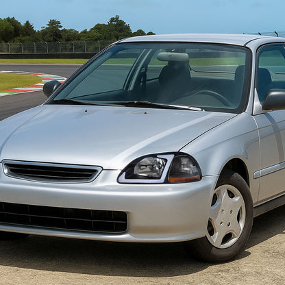 1996-1998 Honda Civic Coupe/Sedan LED Bar Factory Style Headlights (Matte Black Housing/Clear Lens)