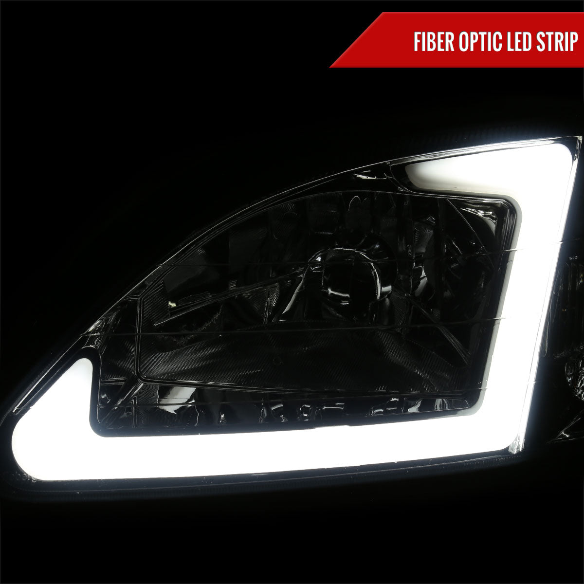 1999-2000 Honda Civic Coupe/Sedan LED Bar Factory Style Headlights (Chrome Housing/Smoked Lens)