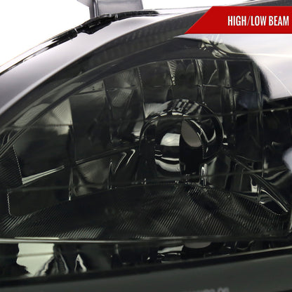 1999-2000 Honda Civic Coupe/Sedan LED Bar Factory Style Headlights (Chrome Housing/Smoked Lens)