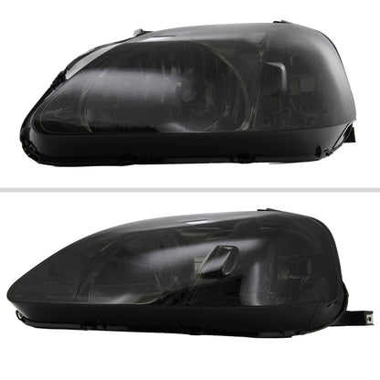 1999-2000 Honda Civic Factory Style Crystal Headlights (Chrome Housing/Smoked Lens)