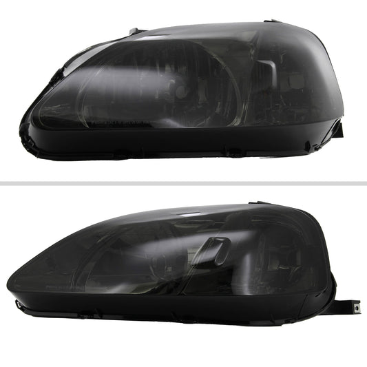 1999-2000 Honda Civic Factory Style Crystal Headlights (Chrome Housing/Smoked Lens)