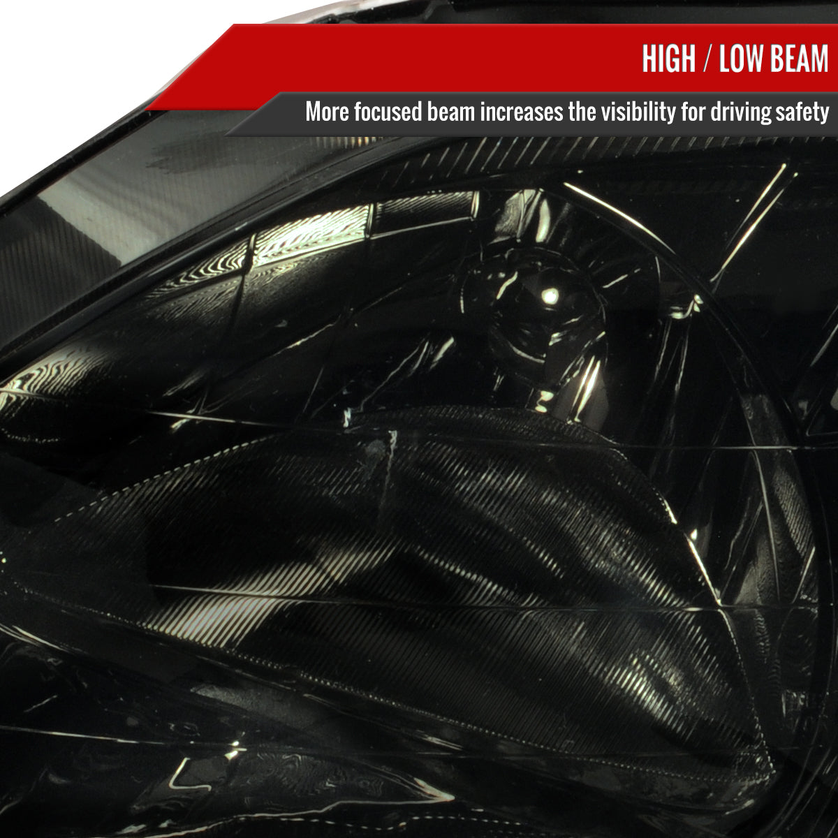 1999-2000 Honda Civic Factory Style Crystal Headlights (Chrome Housing/Smoked Lens)