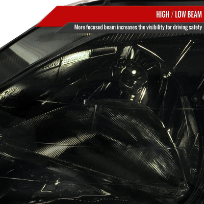 1999-2000 Honda Civic Factory Style Crystal Headlights (Chrome Housing/Smoked Lens)