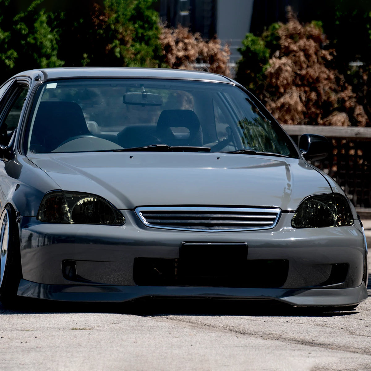 1999-2000 Honda Civic Factory Style Crystal Headlights (Chrome Housing/Smoked Lens)