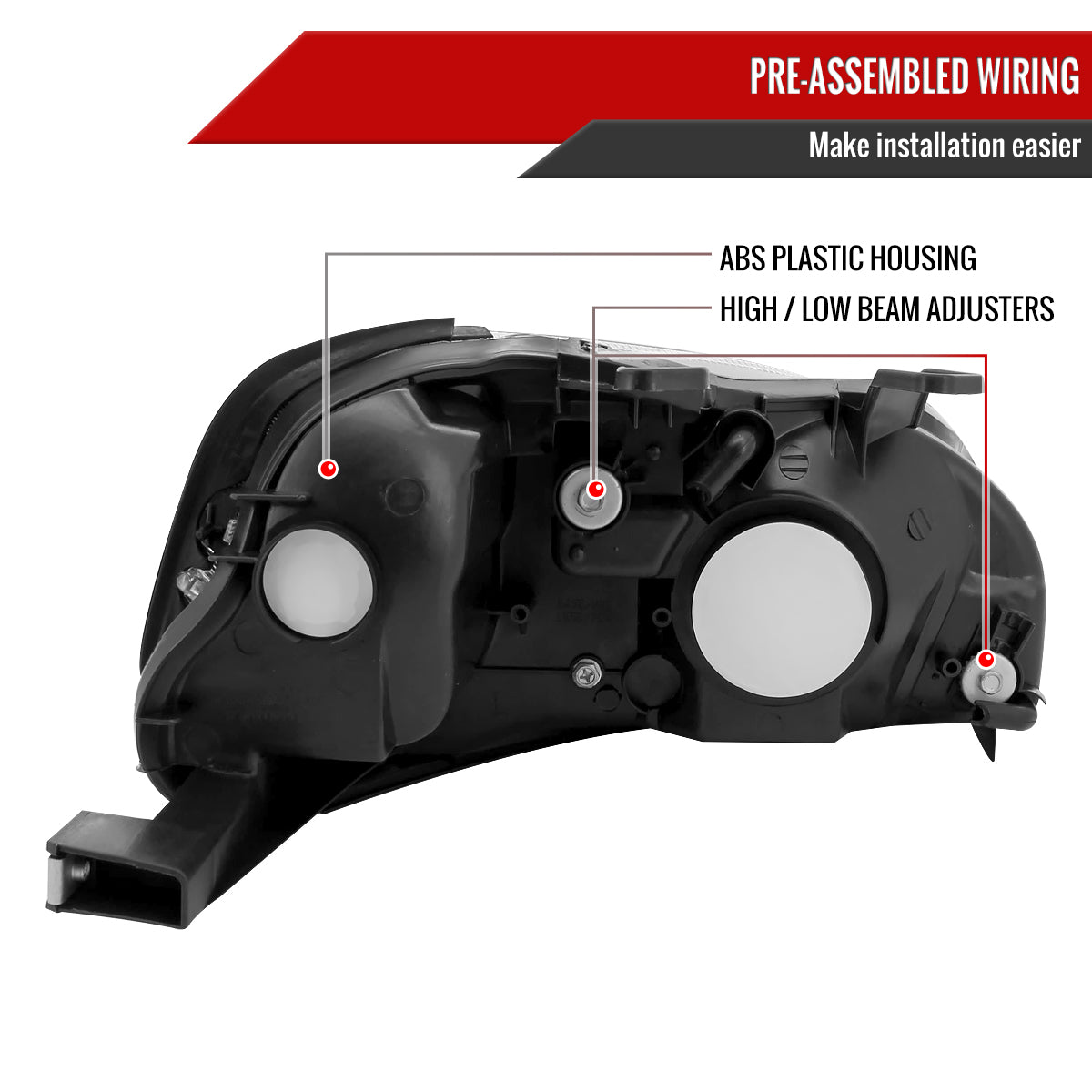 1999-2000 Honda Civic Crystal Headlights w/ Amber Reflector (Matte Black Housing/Clear Lens)