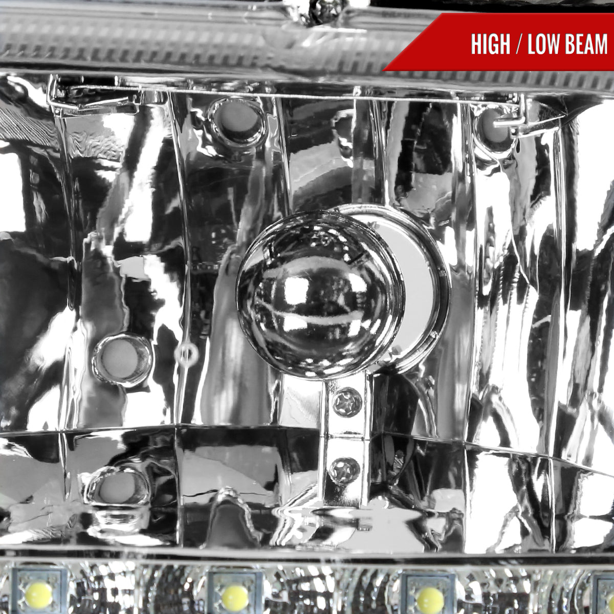 1997-2004 Dodge Dakota/ 1998-2003 Durango SMD LED Light Strip Factory Style Crystal Headlights (Chrome Housing/Clear Lens)