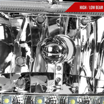 1997-2004 Dodge Dakota/ 1998-2003 Durango SMD LED Light Strip Factory Style Crystal Headlights (Chrome Housing/Clear Lens)