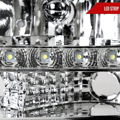 1997-2004 Dodge Dakota/ 1998-2003 Durango SMD LED Light Strip Factory Style Crystal Headlights (Chrome Housing/Clear Lens)