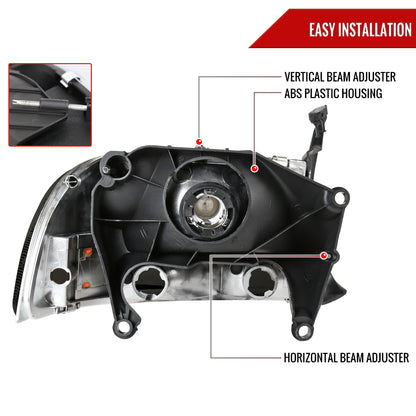 1997-2004 Dodge Dakota/ 1998-2003 Durango Crystal Headlights w/ Amber Reflector (Chrome Housing/Smoked Lens)