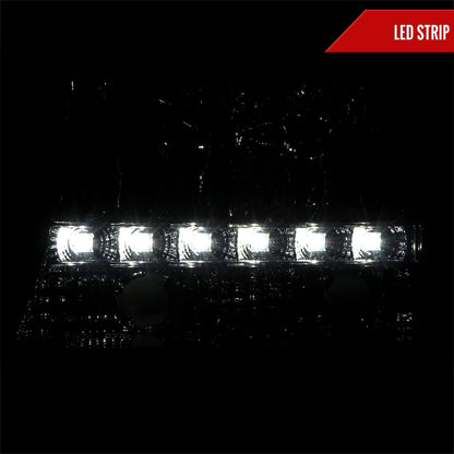 1997-2004 Dodge Dakota/ 1998-2003 Durango SMD LED Light Strip Factory Style Crystal Headlights (Chrome Housing/Smoked Lens)