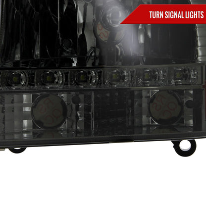 1997-2004 Dodge Dakota/ 1998-2003 Durango SMD LED Light Strip Factory Style Crystal Headlights (Chrome Housing/Smoked Lens)