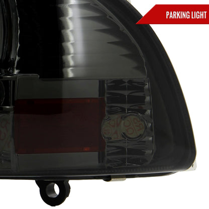 1997-2004 Dodge Dakota/ 1998-2003 Durango SMD LED Light Strip Factory Style Crystal Headlights (Chrome Housing/Smoked Lens)