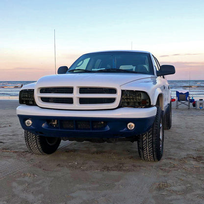 1997-2004 Dodge Dakota/ 1998-2003 Durango SMD LED Light Strip Factory Style Crystal Headlights (Chrome Housing/Smoked Lens)