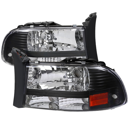 1997-2004 Dodge Dakota/ 1998-2003 Durango Crystal Headlights (Matte Black Housing/Clear Lens)