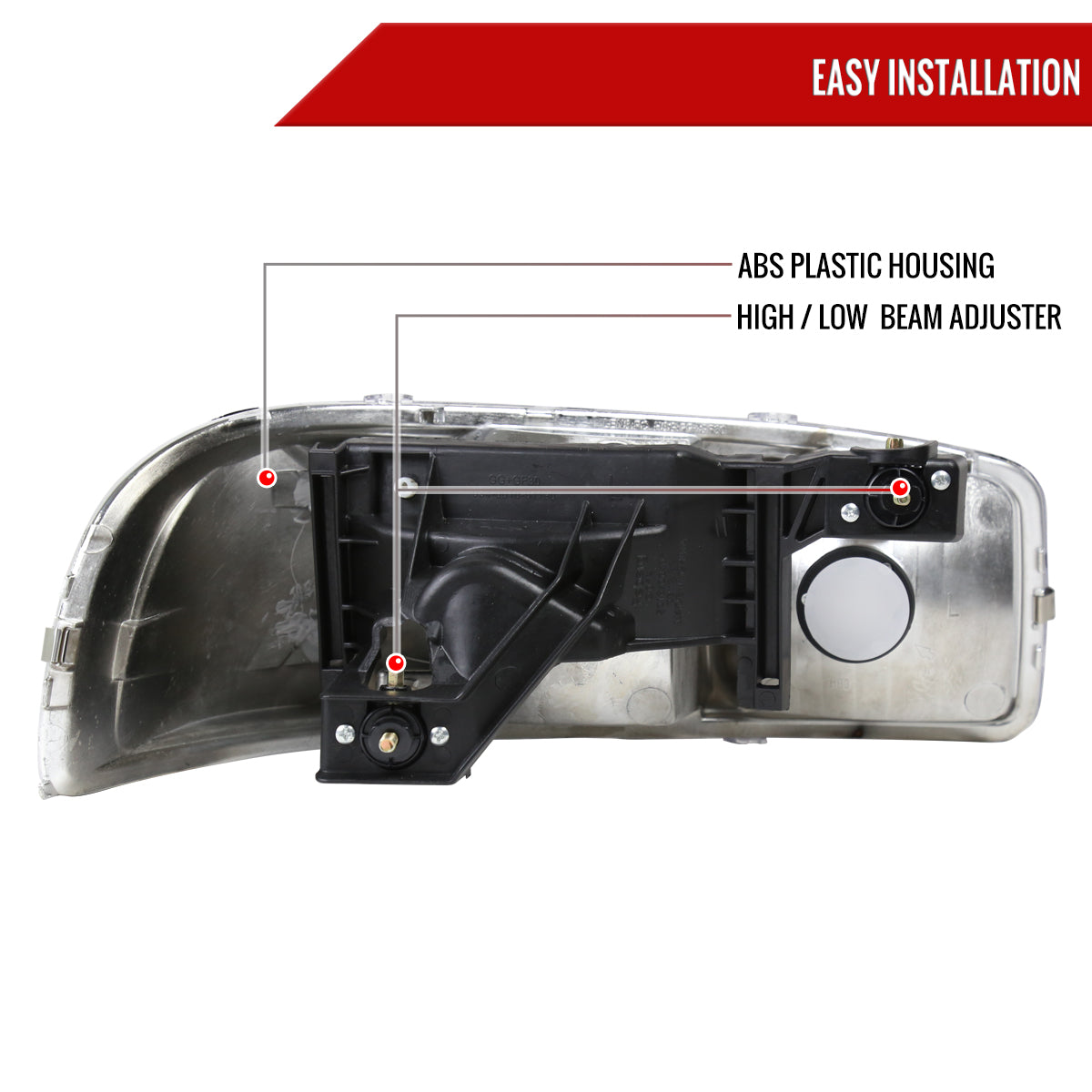 1999-2006 GMC Sierra/Yukonk/Yukon XL Crystal Headlights w/ Amber Reflector (Chrome Housing/Clear Lens)