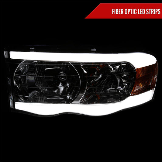 2002-2005 Dodge RAM 1500 /2003-2005 Dodge RAM 2500/3500 LED Tube Factory Style Headlights (Chrome Housing/Clear Lens)