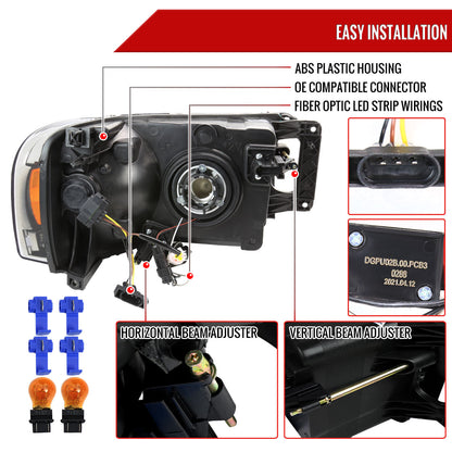2002-2005 Dodge RAM 1500 /2003-2005 Dodge RAM 2500/3500 LED Tube Factory Style Headlights (Chrome Housing/Clear Lens)