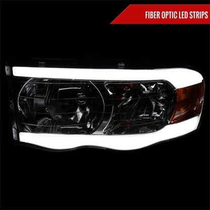 2002-2005 Dodge RAM 1500 /2003-2005 Dodge RAM 2500/3500 LED Tube Factory Style Headlights (Chrome Housing/Smoked Lens)