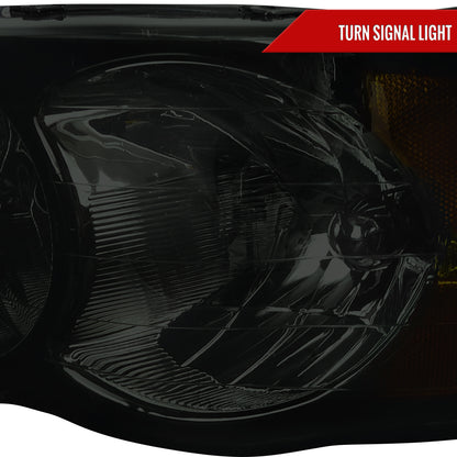 2002-2005 Dodge RAM 1500/ 2003-2005 RAM 2500 3500 Factory Style Headlights (Chrome Housing/Smoked Lens)