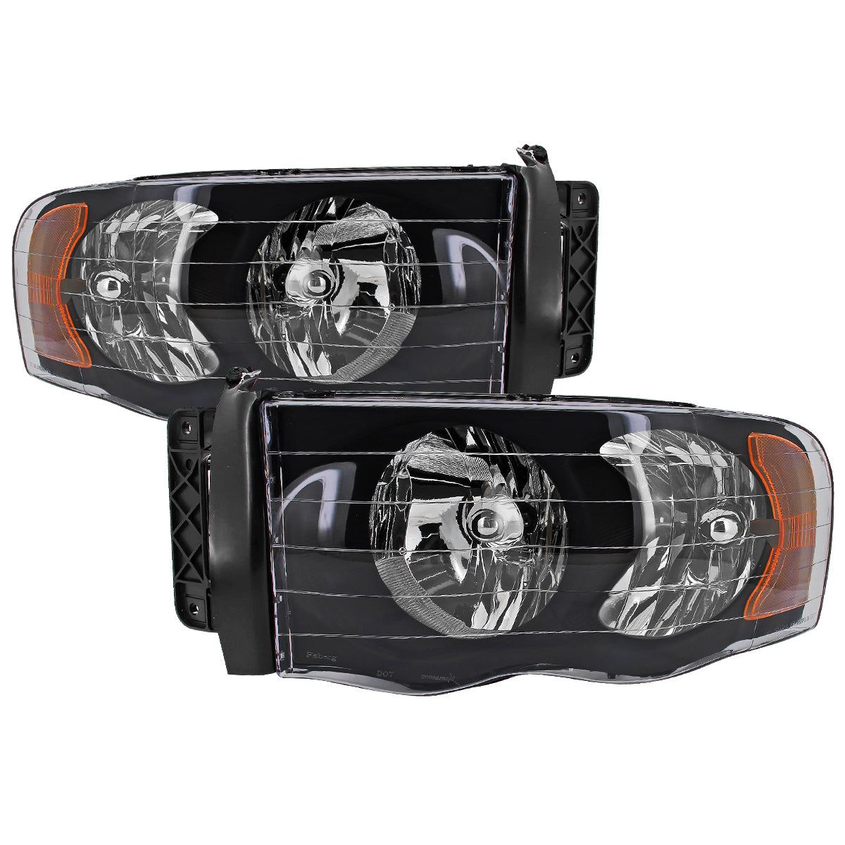 2002-2005 Dodge RAM 1500/ 2003-2005 RAM 2500 3500 Factory Style Headlights (Matte Black Housing/Clear Lens)