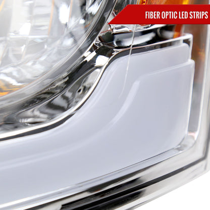 2006-2008 Dodge Ram 1500/ 2006-2009 Ram 2500 3500 LED Tube Factory Style Headlights with Amber Reflector (Chrome Housing/Clear Lens)