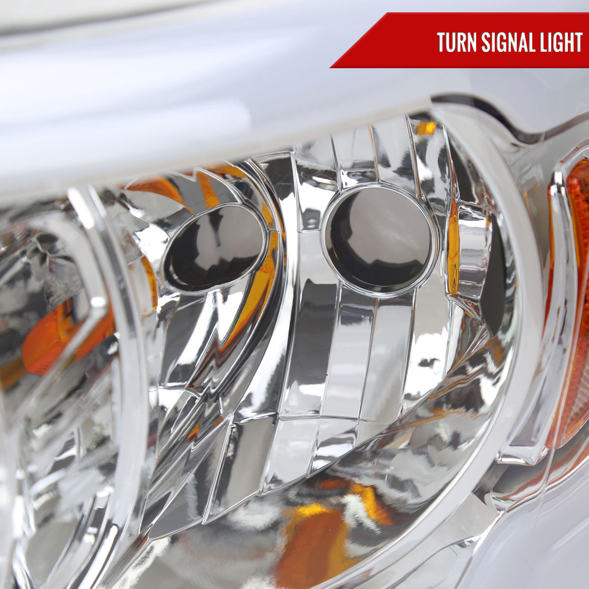 2006-2008 Dodge Ram 1500/ 2006-2009 Ram 2500 3500 LED Tube Factory Style Headlights with Amber Reflector (Chrome Housing/Clear Lens)