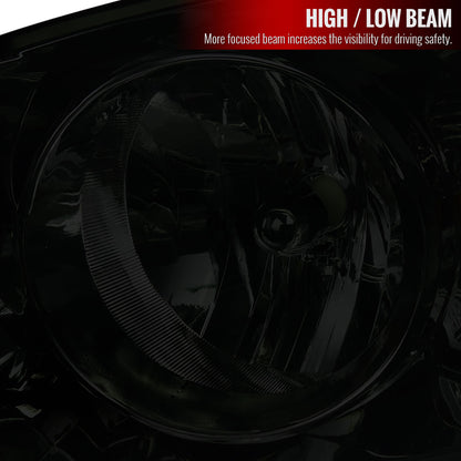 2006-2008 Dodge RAM 1500/ 2006-2009 RAM 2500 3500 Factory Style Crystal Headlights (Chrome Housing/Smoked Lens)