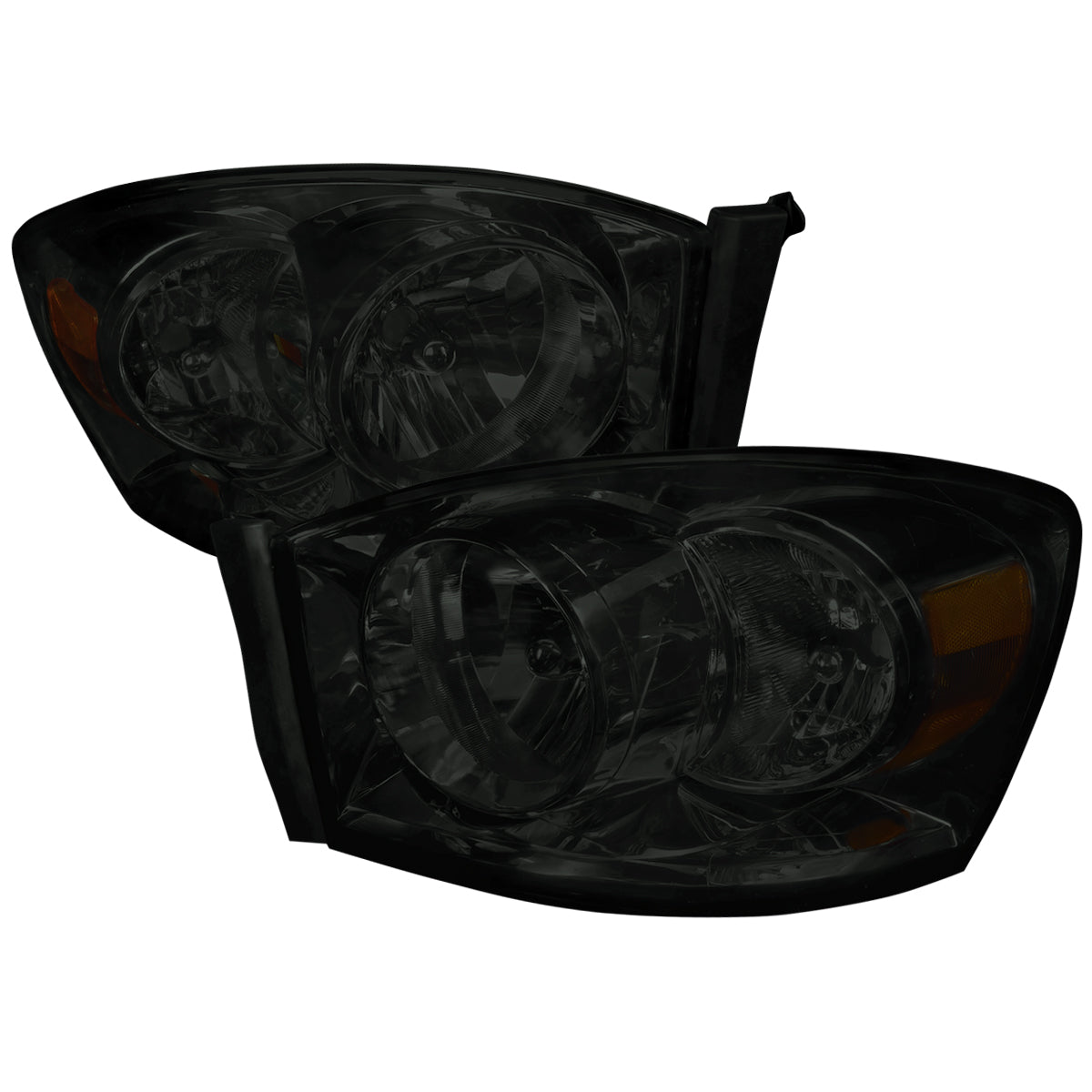 2006-2008 Dodge RAM 1500/ 2006-2009 RAM 2500 3500 Factory Style Crystal Headlights (Chrome Housing/Smoked Lens)