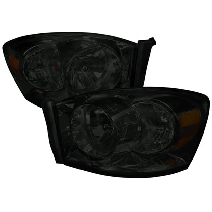 2006-2008 Dodge RAM 1500/ 2006-2009 RAM 2500 3500 Factory Style Crystal Headlights (Chrome Housing/Smoked Lens)