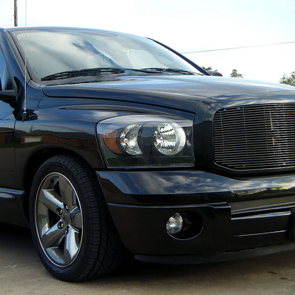 2006-2008 Dodge RAM 1500/ 2006-2009 RAM 2500 3500 Factory Style Crystal Headlights (Matte Black Housing/Clear Lens)