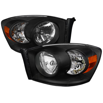 2006-2008 Dodge RAM 1500/ 2006-2009 RAM 2500 3500 Factory Style Crystal Headlights (Matte Black Housing/Clear Lens)