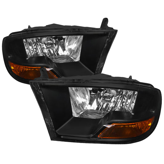 2009-2018 Dodge RAM 1500 / 2019-2021 RAM Classic / 2010-2018 RAM 2500 3500 Factory Dual Style Headlights (Matte Black Housing/Clear Lens)