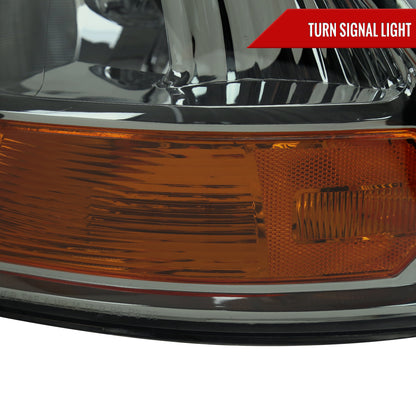 2009-2018 Dodge RAM 1500/ 2019-2023 RAM Classic/ 2010-2018 RAM 2500 3500 Factory Quad Style Headlights (Chrome Housing/Light Smoked Lens)