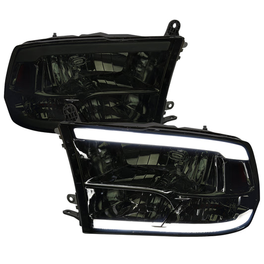 2009-2018 Dodge RAM 1500/ 2010-2018 Dodge RAM 2500/3500 LED Bar Factory Style Headlights (Chrome Housing/Clear Lens)