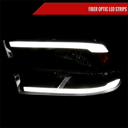 2009-2019 Dodge Ram 1500/ 2010-2019 Dodge Ram 2500/3500 LED Strip Factory Style Headlights (Matte Black Housing/Clear Lens)