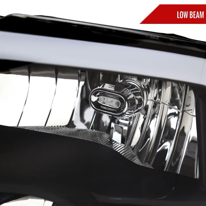 2009-2019 Dodge Ram 1500/ 2010-2019 Dodge Ram 2500/3500 LED Strip Factory Style Headlights (Matte Black Housing/Clear Lens)