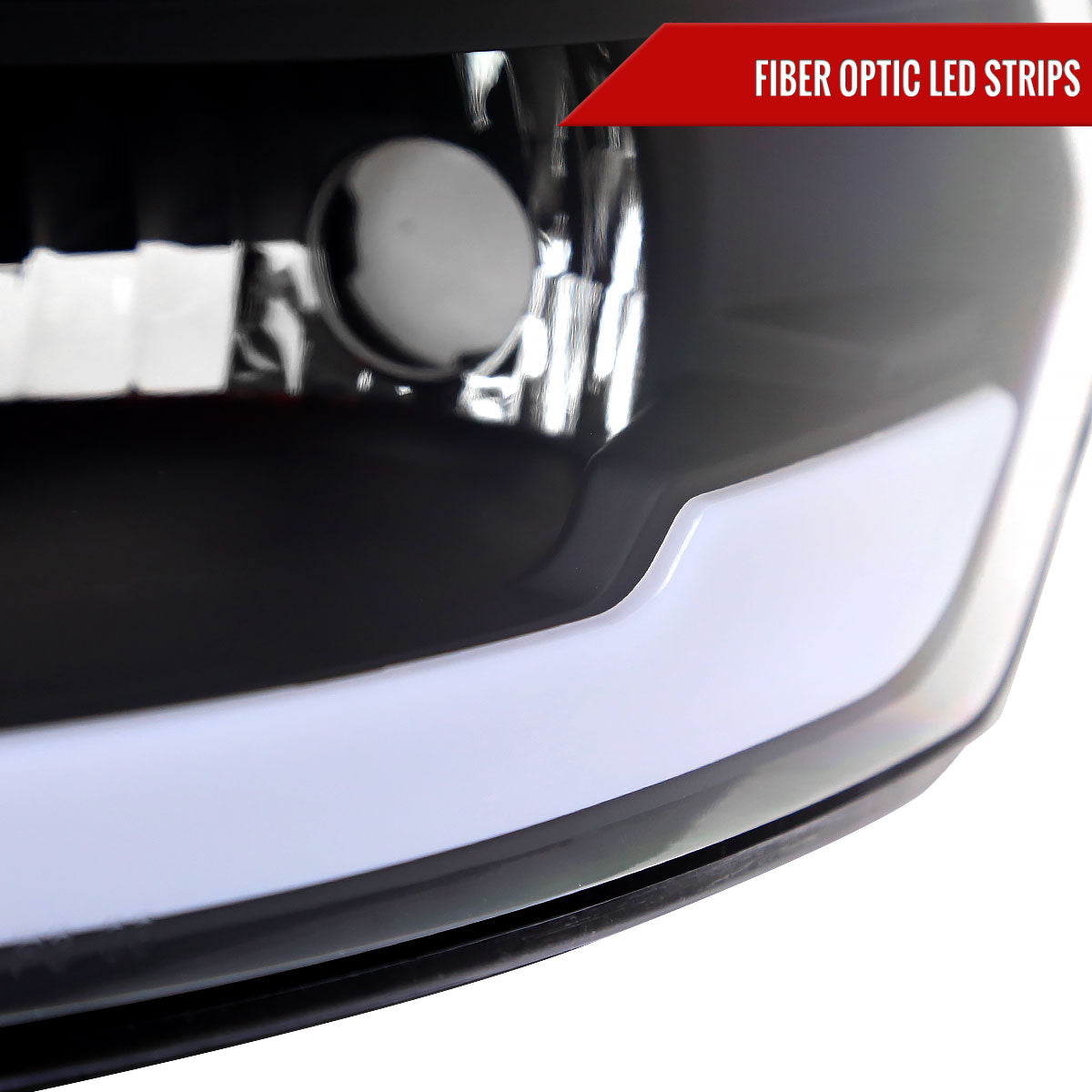 2009-2019 Dodge Ram 1500/ 2010-2019 Dodge Ram 2500/3500 LED Strip Factory Style Headlights (Matte Black Housing/Clear Lens)