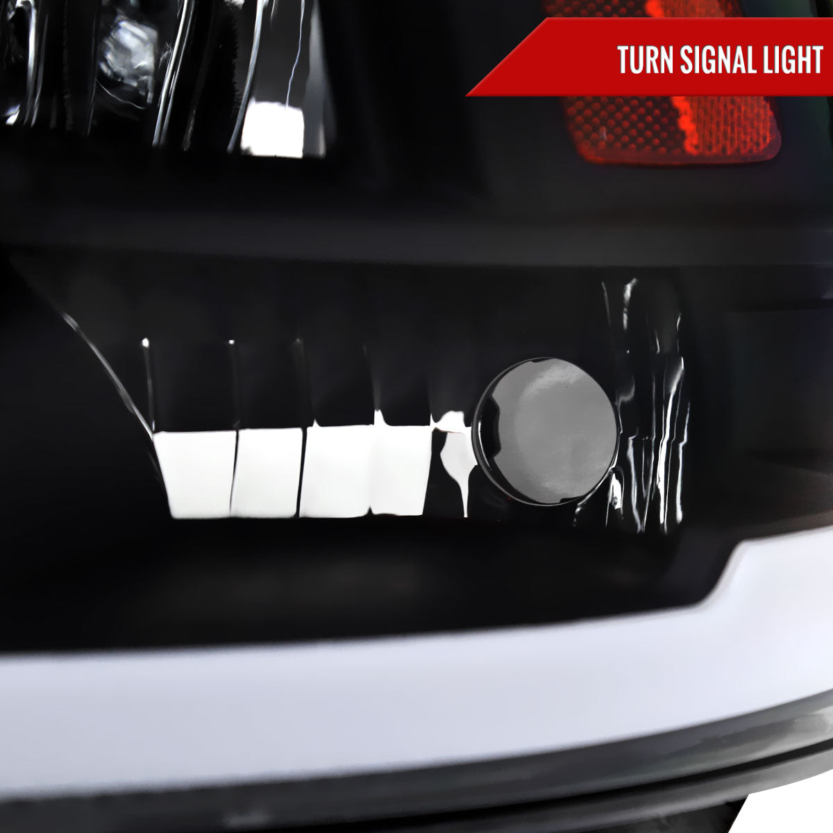 2009-2019 Dodge Ram 1500/ 2010-2019 Dodge Ram 2500/3500 LED Strip Factory Style Headlights (Matte Black Housing/Clear Lens)