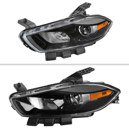 2013-2016 Dodge Dart Factory Style Headlights with Projector High/Low Beam - Driver Side Only (Jet Black Housing/Clear Lens)