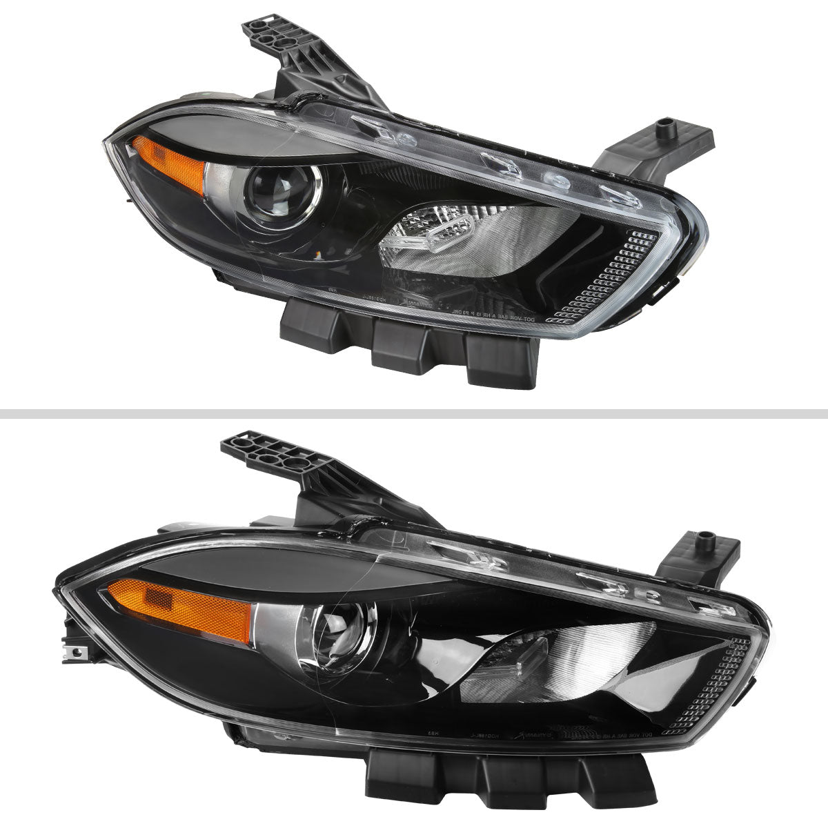 2013-2016 Dodge Dart Factory Style Headlights with Projector High/Low Beam - Passenger Side Only (Jet Black Housing/Clear Lens)