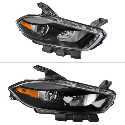 2013-2016 Dodge Dart Factory Style Headlights with Projector High/Low Beam - Passenger Side Only (Jet Black Housing/Clear Lens)