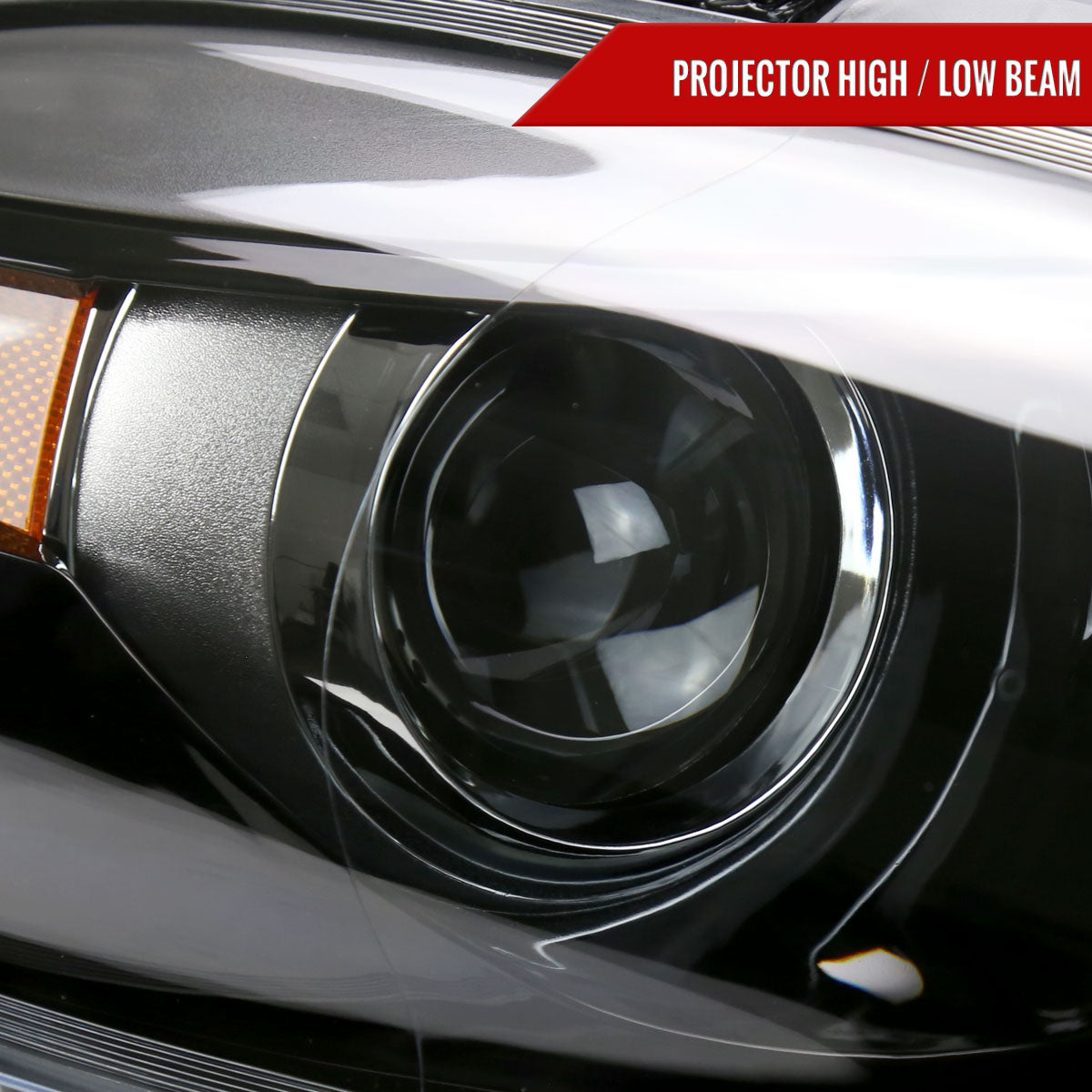 2013-2016 Dodge Dart Factory Style Headlights with Projector High/Low Beam - Passenger Side Only (Jet Black Housing/Clear Lens)