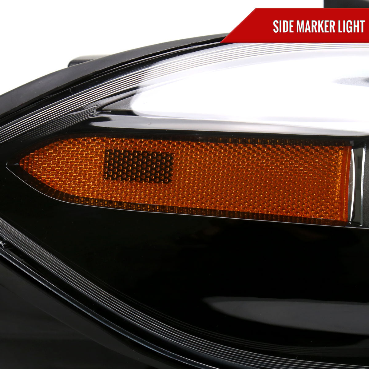 2013-2016 Dodge Dart Factory Style Headlights with Projector High/Low Beam - Passenger Side Only (Jet Black Housing/Clear Lens)